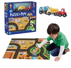 평화로운 왕국 퍼즐 앤 플레이: 건설 현장 – 48피스 퍼즐에는 목조 건설 차량 3대가 포함되어 있습니다. 집이나 교실에서 사용하기에 적합하며 3세 이상 어린이에게 