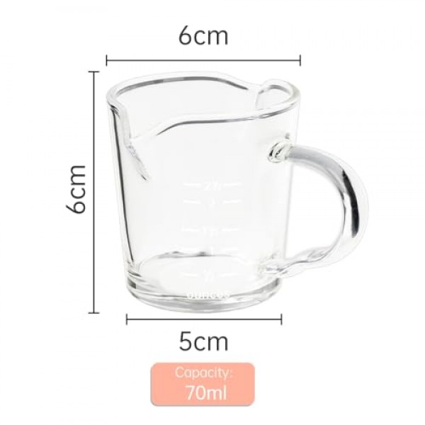 에스프레소 샷 글라스 70ML/2.3OZ 트리플 피처 바리스타 더블 스파우트(푸어링 핸들 포함)(1팩)