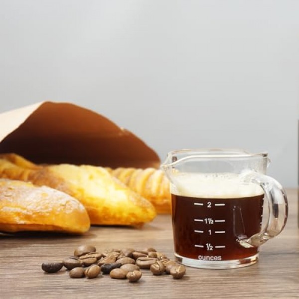 에스프레소 샷 글라스 70ML/2.3OZ 트리플 피처 바리스타 더블 스파우트(푸어링 핸들 포함)(1팩)