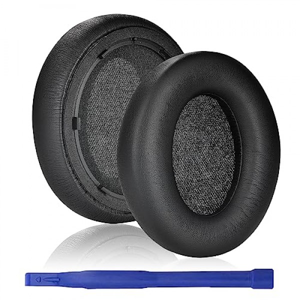 Anker Space Q45 헤드폰용 단백질 가죽 이어 패드 교체, 격리 폼이 있는 Space Q45 이어패드, 헤드셋 이어 쿠션 수리 부품(검은색)