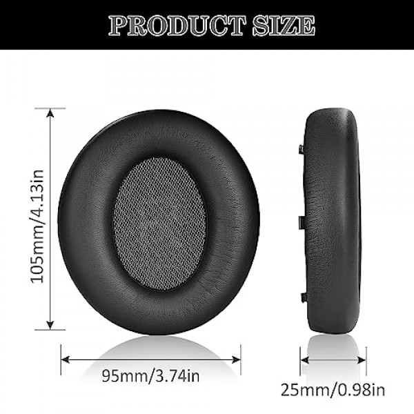 Anker Space Q45 헤드폰용 단백질 가죽 이어 패드 교체, 격리 폼이 있는 Space Q45 이어패드, 헤드셋 이어 쿠션 수리 부품(검은색)