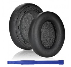Anker Space Q45 헤드폰용 단백질 가죽 이어 패드 교체, 격리 폼이 있는 Space Q45 이어패드, 헤드셋 이어 쿠션 수리 부품(검은색)