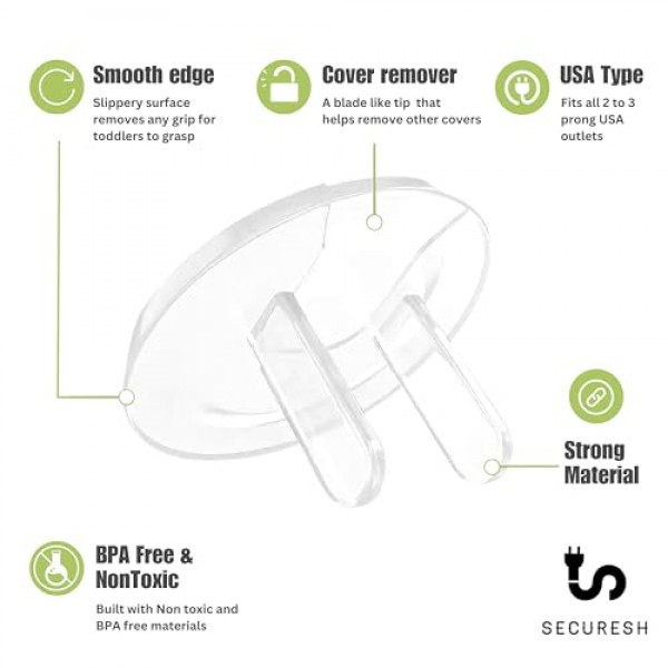 팩 50 유아용 콘센트 커버 - 투명한 벽 플러그 커버 - 전기 콘센트용 어린이 보호 콘센트 커버 - 투명 플러그 커버로 아기를 쉽게 설치하고 보호할 수 있음 유아용 교정 