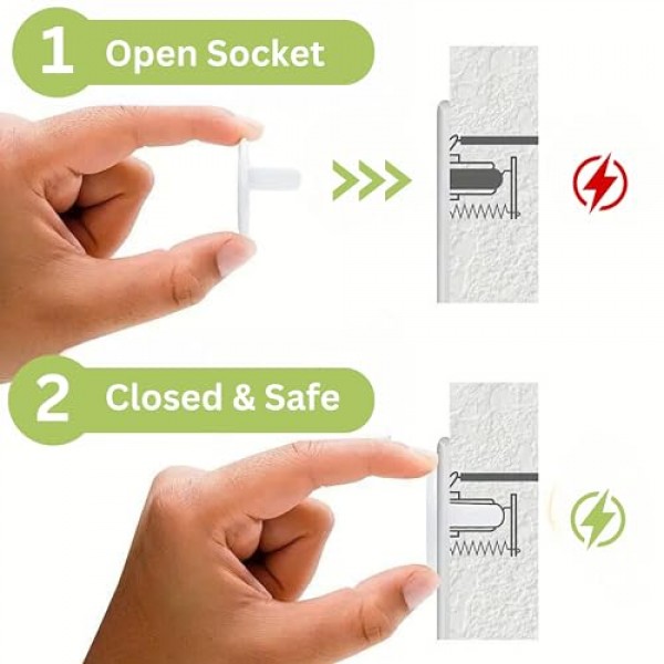 팩 50 유아용 콘센트 커버 - 투명한 벽 플러그 커버 - 전기 콘센트용 어린이 보호 콘센트 커버 - 투명 플러그 커버로 아기를 쉽게 설치하고 보호할 수 있음 유아용 교정 