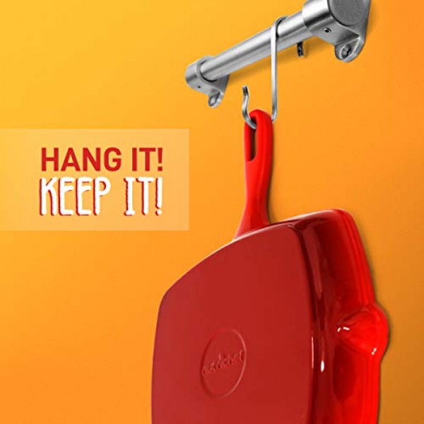 NutriChef 붙지 않는 주철 그릴 팬 - 11인치 주방 사각 주철 프라이팬 그릴 팬, 전기 쿡탑, 인덕션, 가스용 측면 드립 스파우트가 있는 에나멜 처리된 주철 프라이팬 스테