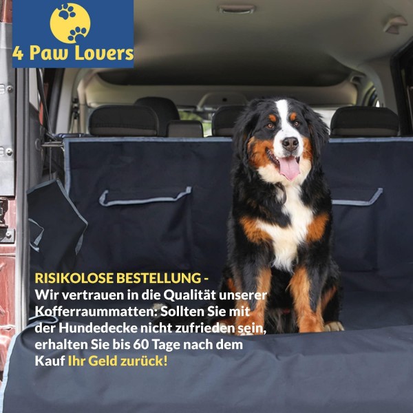4 Paw Lovers 트렁크 보호견(182x170) - 범퍼 보호 기능이 있는 대형 트렁크 매트(블랙) - 발수, 미끄럼 방지 및 이지 케어