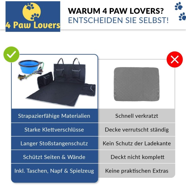 4 Paw Lovers 트렁크 보호견(182x170) - 범퍼 보호 기능이 있는 대형 트렁크 매트(블랙) - 발수, 미끄럼 방지 및 이지 케어