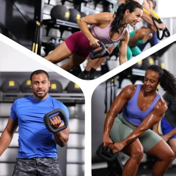 TRX YBell 3-in-1 케틀벨, 덤벨 및 푸시업 바 운동 장비 - 상용 등급 표면 강도 훈련 케틀벨