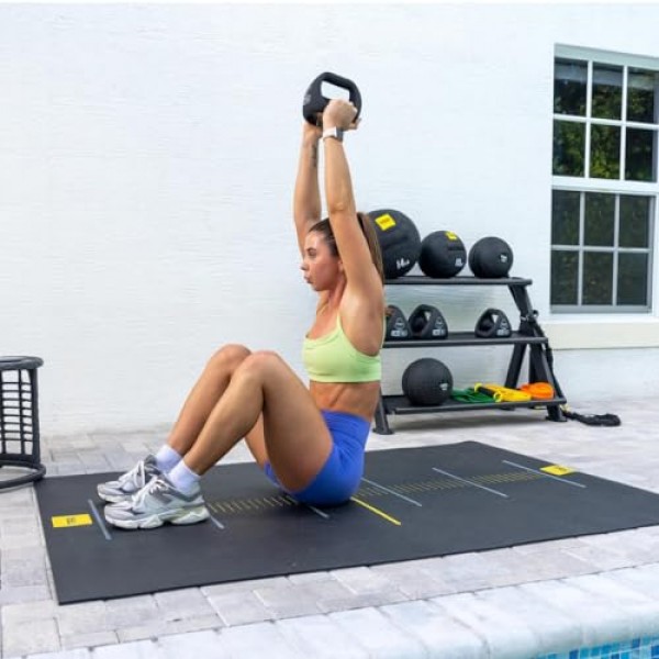 TRX YBell 3-in-1 케틀벨, 덤벨 및 푸시업 바 운동 장비 - 상용 등급 표면 강도 훈련 케틀벨