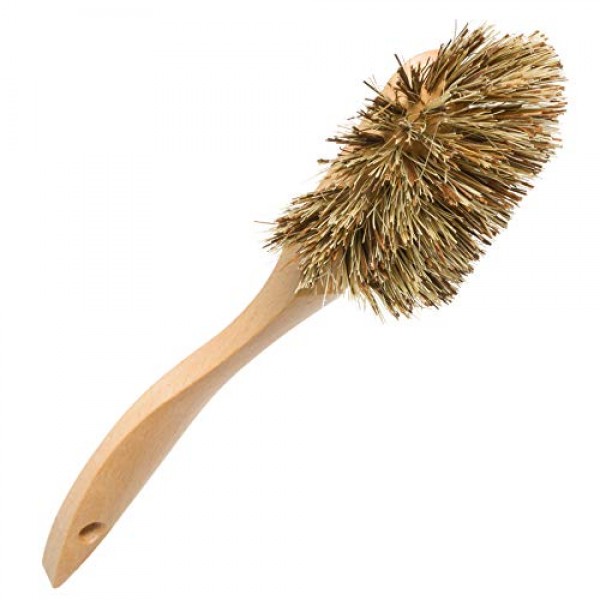 Redecker 곡선형 접시 브러시, 천연 연합 식물 섬유 강모, 기름칠한 너도밤나무 손잡이가 있는 인체공학적 디자인, 10-3/5인치, 2개 세트, 독일산