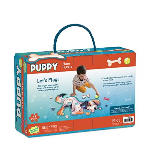 Peaceable Kingdom 반짝이는 강아지 바닥 퍼즐 – 3세 이상 어린이를 위한 43피스 거대한 바닥 퍼즐 – 재미있는 모양의 퍼즐 조각 – 교실에 적합
