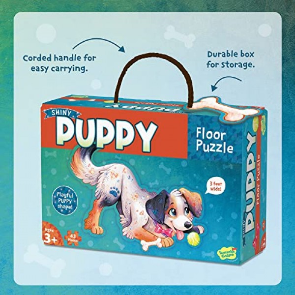 Peaceable Kingdom 반짝이는 강아지 바닥 퍼즐 – 3세 이상 어린이를 위한 43피스 거대한 바닥 퍼즐 – 재미있는 모양의 퍼즐 조각 – 교실에 적합