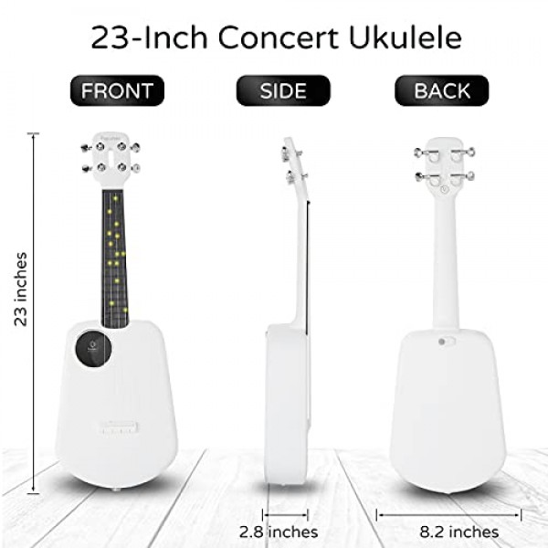 PopuMusic Populele 2 초보자, 전문가, 어린이 및 성인을 위한 컴팩트하고 휴대용 스마트 우쿨렐레 탄소 섬유 에디션