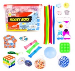 Sunny Days Entertainment 24피스 Fidget Box - 보관 용기가 있는 감각 장난감 - Giggle Zone