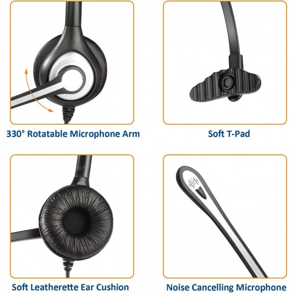 Wantek 헤드셋 소음 제거 마이크가 있는 휴대 전화 모노, iPhone용 스마트폰 헤드폰 Samsung Huawei HTC LG ZTE BlackBerry Android 휴대 전화(3.5mm 잭 플러그 포함)(F600J35) 모노럴 F600J35