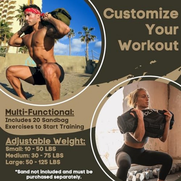 클래식 샌드백 - 샌드백 웨이트 트레이닝을 위한 8개의 그립 핸들이 있는 피트니스용 고강도 운동 샌드백 - 다양한 색상 및 크기