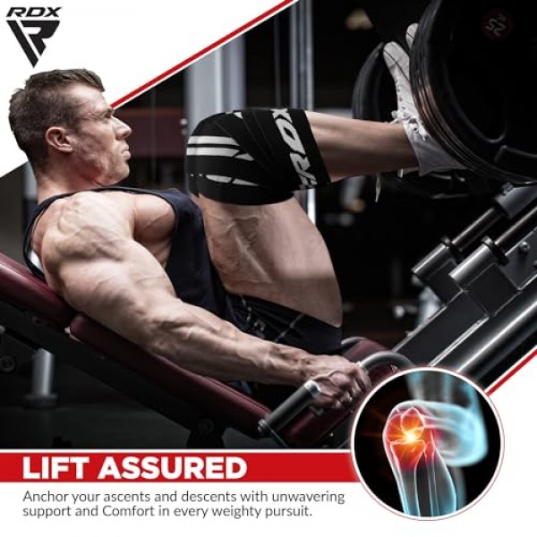 RDX 무릎 랩 페어 역도, 체육관 운동을 위한 78인치 신축성 있는 스트랩 피트니스 스쿼트 파워리프팅 레그 프레스 보디빌딩