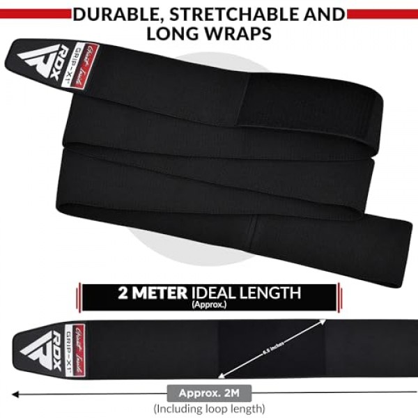 RDX 무릎 랩 페어 역도, 체육관 운동을 위한 78인치 신축성 있는 스트랩 피트니스 스쿼트 파워리프팅 레그 프레스 보디빌딩