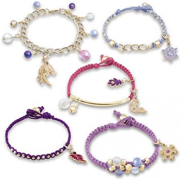 Make It Real Disney Crystal Dreams Mega Set 2 in 1 Princess & Frozen 2 - 독점적인 Disney Princess Books가 포함된 DIY 스와로브스키 비즈 & 참 팔찌 만들기 키트 - 소녀를 위한 선물