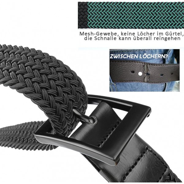 Bluecton 오버사이즈 벨트 스트레치 벨트 신축성 편조 벨트 편조 남성 여성 벨트 크고 긴 블랙 비즈니스 버클 블랙 4 140cm(허리 46-49인치)