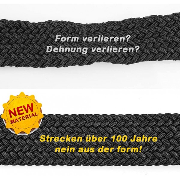 Bluecton 오버사이즈 벨트 스트레치 벨트 신축성 편조 벨트 편조 남성 여성 벨트 크고 긴 블랙 비즈니스 버클 블랙 4 140cm(허리 46-49인치)