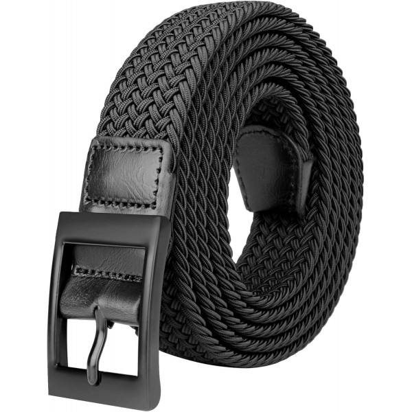 Bluecton 오버사이즈 벨트 스트레치 벨트 신축성 편조 벨트 편조 남성 여성 벨트 크고 긴 블랙 비즈니스 버클 블랙 4 140cm(허리 46-49인치)