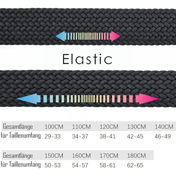 Bluecton 오버사이즈 벨트 스트레치 벨트 신축성 편조 벨트 편조 남성 여성 벨트 크고 긴 블랙 비즈니스 버클 블랙 4 140cm(허리 46-49인치)