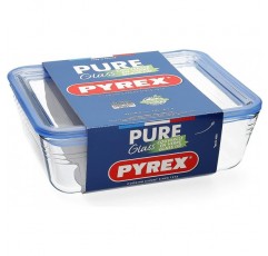 Pyrex Pure Glass - 뚜껑이 있는 직사각형 용기 19 x 14 x 5 cm - 0.8 l, 투명 (5424004)