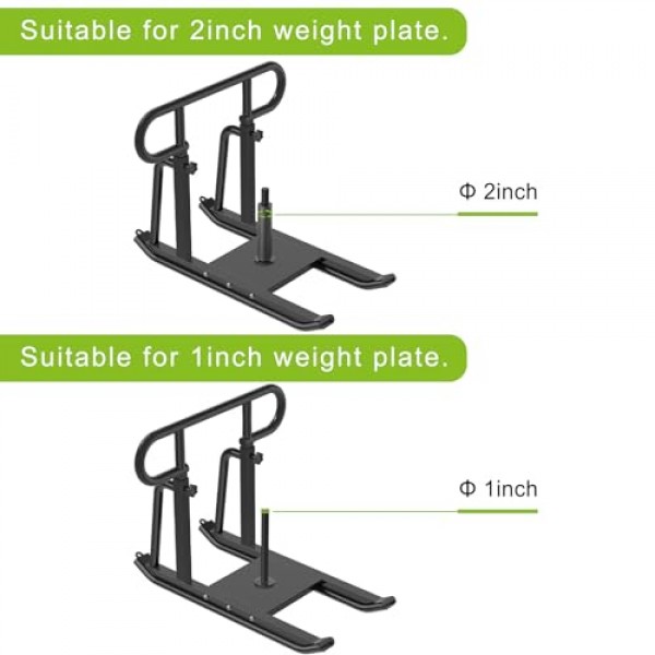 푸시풀 핸들이 있는 Kipika 웨이트 썰매 피트니스 썰매 - 높이 조절 가능 - 근육 강화 및 폭발력을 위한 고강도 웨이트 트레이닝 장비 - 1&2 웨이트 플레이트에 적합 - 블