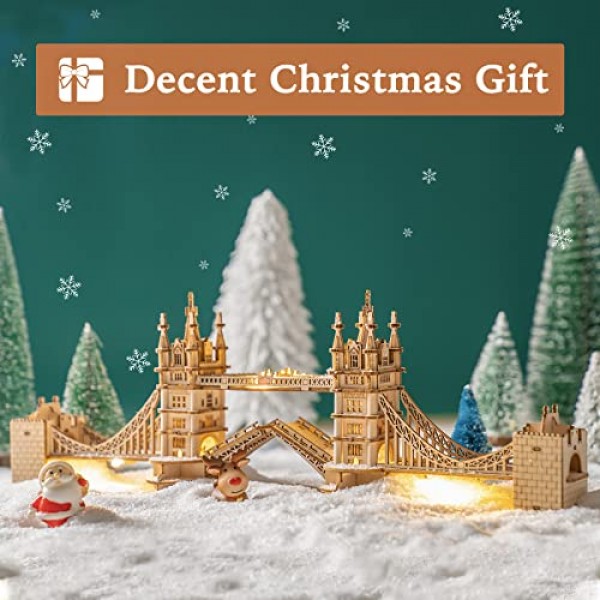 ROBOTIME 3D 퍼즐 나무 공예 키트 LED 조명 DIY 타워 브릿지 건설 모델 키트 청소년 두뇌 티저 퍼즐 홈 장식 생일 선물 구축