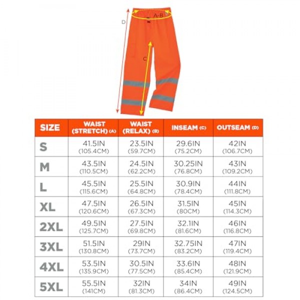 Ergodyne GloWear 8915 레인 팬츠, 높은 가시성, 반사, ANSI 규격