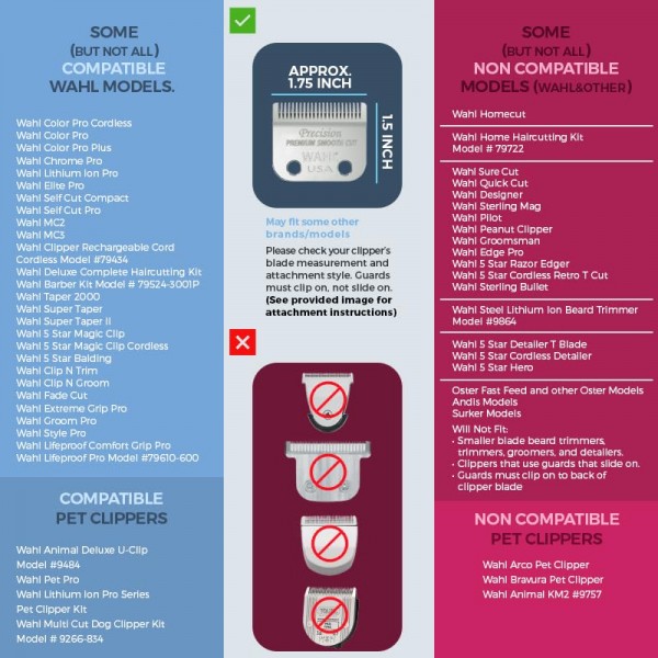 Clipquik 프리미엄 XL 클리퍼 가드, 강력하고 튼튼한 2.5인치, 2.25, 2, 1.75, 1.5, 1.25(#20, 18, 16, 14, 12, 10) 매우 긴 대형 가이드 빗 세트는 대부분의 Wahl에 맞습니다. 풀 사이즈 