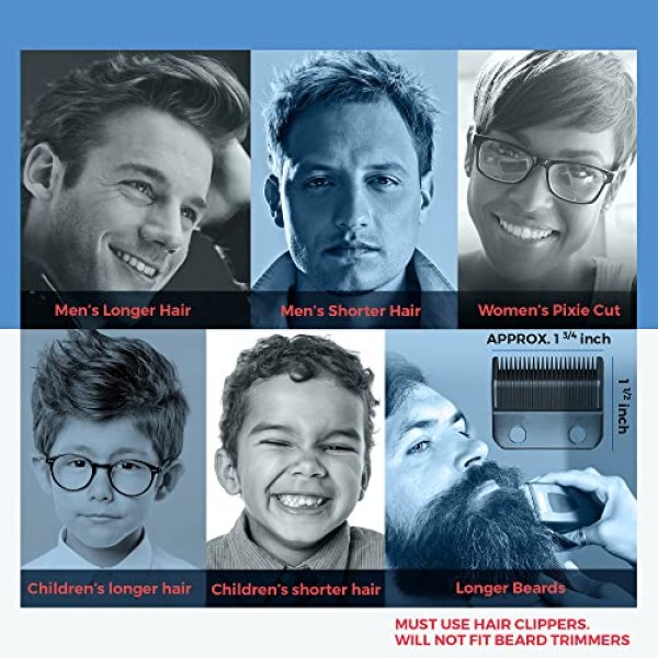 Clipquik 프리미엄 XL 클리퍼 가드, 강력하고 튼튼한 2.5인치, 2.25, 2, 1.75, 1.5, 1.25(#20, 18, 16, 14, 12, 10) 매우 긴 대형 가이드 빗 세트는 대부분의 Wahl에 맞습니다. 풀 사이즈 