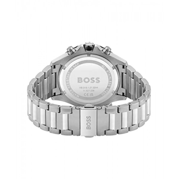 실버 스테인레스 스틸 스트랩이 있는 남성용 BOSS 크로노그래프 쿼츠 시계 - 1513930, 실버, 팔찌