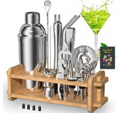 30pcs Mixology 바텐더 키트 스탠드, Secilla 25oz 바 세트 칵테일 셰이커 세트, 전문 바텐더 키트 홈 바 도구 세트 바 액세서리