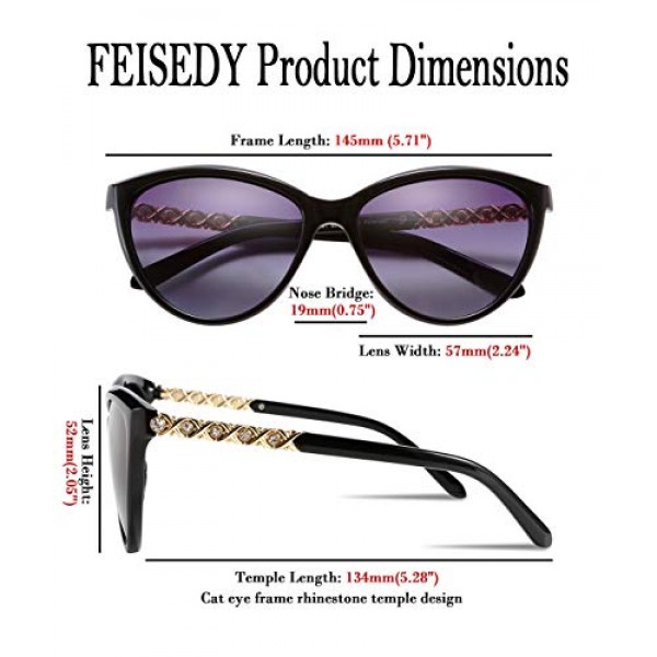 Feisedy 편광 선글라스 레이디 클래식 디자인 고양이 눈 라인 석 프레임 고양이 눈 선글라스 여성 b2507
