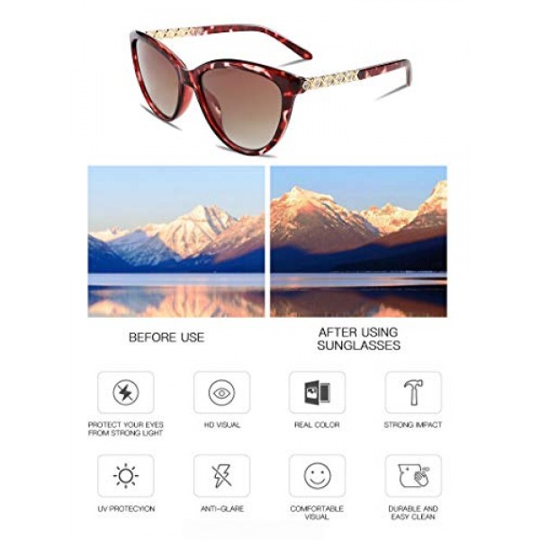 Feisedy 편광 선글라스 레이디 클래식 디자인 고양이 눈 라인 석 프레임 고양이 눈 선글라스 여성 b2507