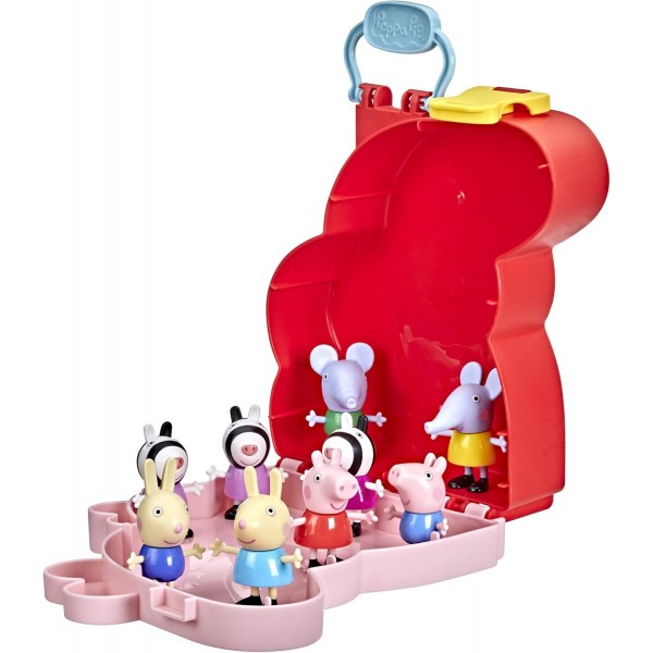 Peppa Pig Peppa's Adventures Peppa, George and their Friends 유치원 장난감, Zebra Sisters가 있는 피규어 9개