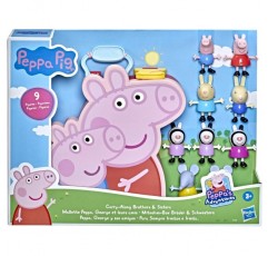 Peppa Pig Peppa's Adventures Peppa, George and their Friends 유치원 장난감, Zebra Sisters가 있는 피규어 9개