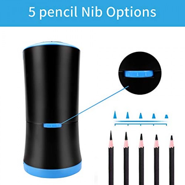 AFMAT 롱 포인트 연필깎이, 6-9.6mm 대형 연필용 충전식 아트 연필깎이, 예술가용 충전식 전기 지우개, 지우개 리필 140개