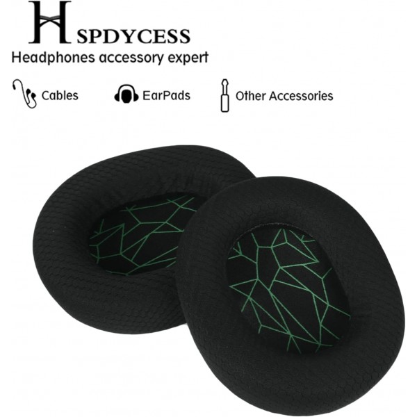 SPDYCESS Arctis 1 3 5 7 9X Arctis Pro Arctis Prime 헤드폰용 교체용 이어 패드 1쌍 - 헤드폰을 보호하기 위한 메모리 폼 헤드폰 이어패드 액세서리, 녹색