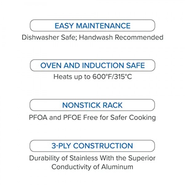 Viking Culinary 3겹 스테인리스 스틸 로스팅 팬, 붙지 않는 랙, 식기 세척기, 오븐 안전 포함, 인덕션을 포함한 모든 쿡탑에서 작동