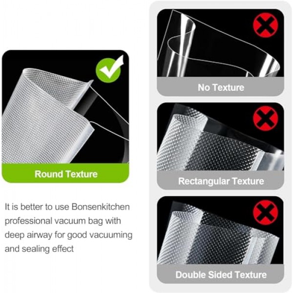 Bonsenkitchen 진공 실러 기계, 8-in-1 진공 밀봉 시스템을 갖춘 스테인레스 스틸 진공 식품 실러, 6가지 식품 진공 모드, 내장 커터 및 가방 보관함(스타터 키트 포함)