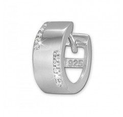 SilberDream SDO4267W SDO4267W 여성용 크리올 귀걸이 925 실버 후프 귀걸이 라인 지르코니아 화이트, 스털링 실버, 큐빅 지르코니아