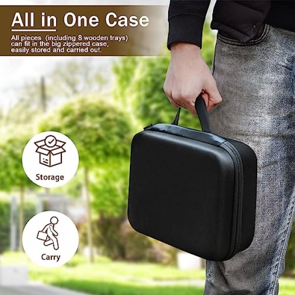 8개의 나무 쟁반/랙이 포함된 멕시코 기차 도미노 세트, 8개의 도미노 타일 홀더가 포함된 더블 12개 도미노 여행 세트, 가족 어린이를 위한 휴대용 케이스가 포함된 91