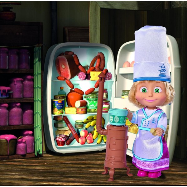 심바 109301632 - 마샤와 곰 놀이 세트 펼칠 곰집, 곰과 마샤 피규어, 많은 액세서리 포함, 펼친 상태 19x21x15cm, 3년