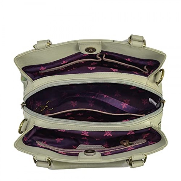 Anuschka의 여성용 천연 가죽 숄더백 - 다양한 수납공간 - 핸드 페인팅 - Floral Passion, Floral Passion