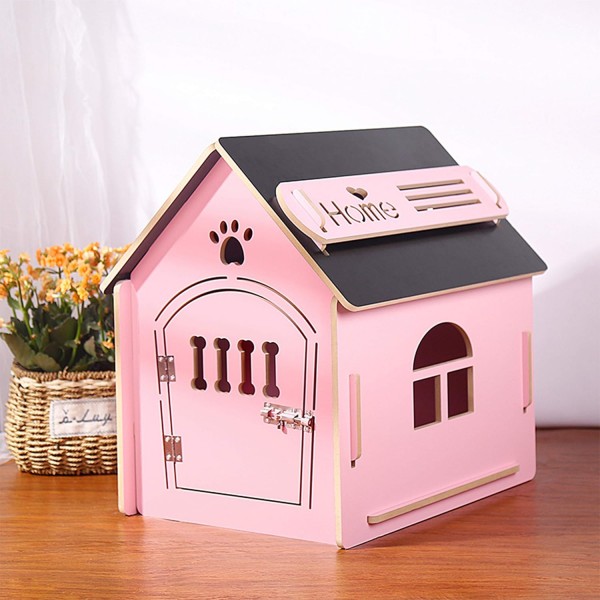 thematys 원목 개집 I 실내 개집 I 반려동물을 위한 잠자리 I 발수성 및 안정성 I 다양한 크기와 색상(S(41 x 38 x 45cm), 스타일 4) S(41 x 38 x 45cm) 스타일 4