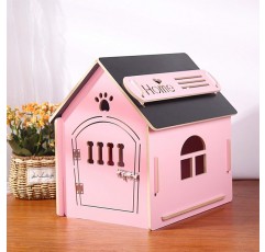 thematys 원목 개집 I 실내 개집 I 반려동물을 위한 잠자리 I 발수성 및 안정성 I 다양한 크기와 색상(S(41 x 38 x 45cm), 스타일 4) S(41 x 38 x 45cm) 스타일 4