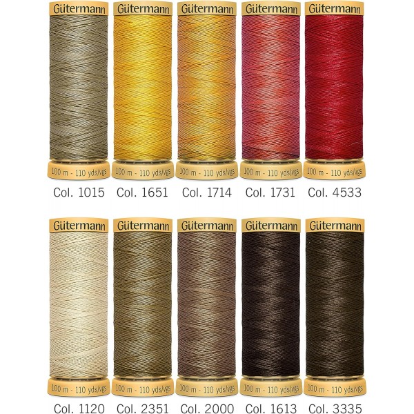 Gütermann creativ 재봉사 세트 10스풀 코튼 100m 다양한 색상 10스풀 멀티컬러